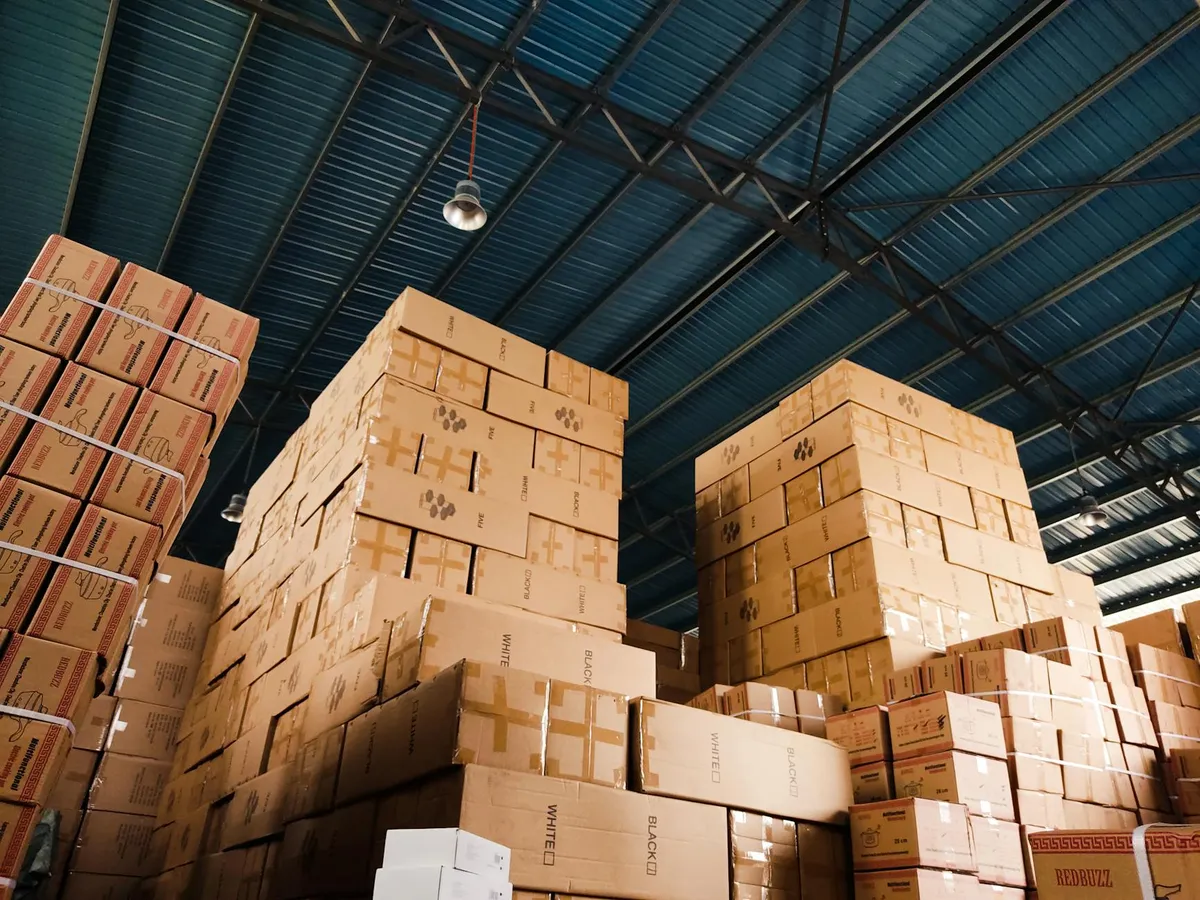 A packaging warehouse with pallets ready for shipment